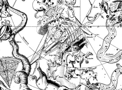 Mapa astronomiczna, wyśrodkowana na południowej konstelacji Argo Navis, 1742 autorstwa Unbekannt