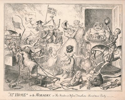 W domu w żłobku, czyli przyjęcie wigilijne „Mistrzowie i panny dwóch butów”, 1835. autorstwa Unbekannt