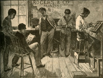 Przy pracy w drukarni, 1881. autorstwa Unbekannt