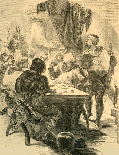 Na bankiecie wydanym przez Harolda otrzymuje Wieści o inwazji Normanów, ok. 1890. autorstwa Unbekannt