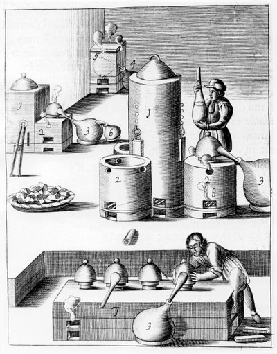 Athanor lub Slow Harry, piec samozasilający utrzymujący stałą temperaturę, 1683 autorstwa Unbekannt