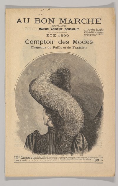 Au Bon Marché-Comptoir des Modes, Fantazyjne kapelusze słomkowe, lato 1890, 1890. autorstwa Unbekannt