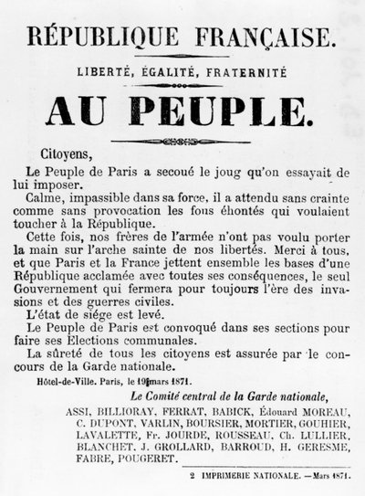 Au Peuple, z francuskich plakatów politycznych Komuny Paryskiej, maj 1871 autorstwa Unbekannt