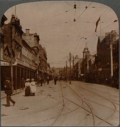 Główna ulica biznesowa Aucklands, Queen St., patrząc na S., Nowa Zelandia, ok. 1900 autorstwa Unbekannt