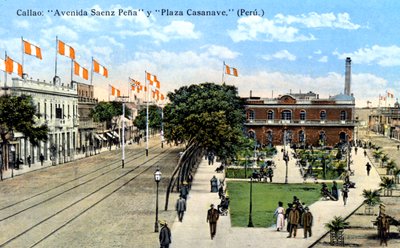 Avenida Saenz Pena i Plaza Casanave, Callao, Peru, ok. 1900 autorstwa Unbekannt