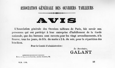 Avis, z francuskich plakatów politycznych Komuny Paryskiej, maj 1871 autorstwa Unbekannt