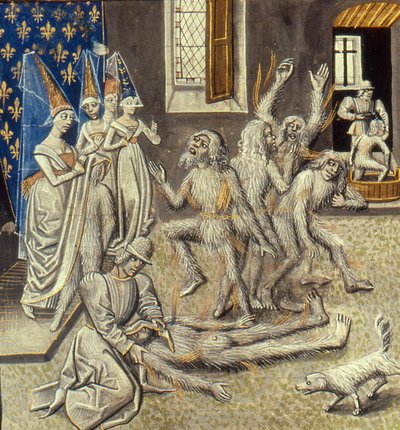Bal des Ardents Miniatura z Grandes Chroniques de France autorstwa Jean Froissart, XV wiek. autorstwa Unbekannt