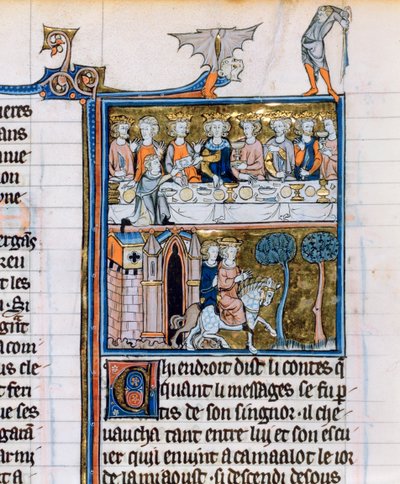 Bankiet i jeźdźcy, c1280-1290 autorstwa Unbekannt
