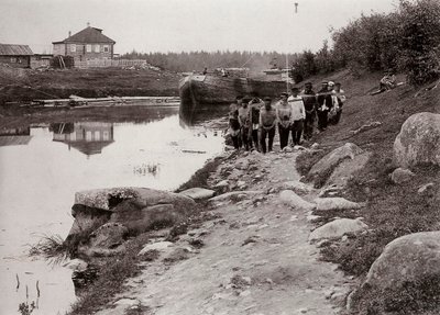 Wozidła barkowe na Wołdze, Rosja, ok. 1895 r. autorstwa Unbekannt