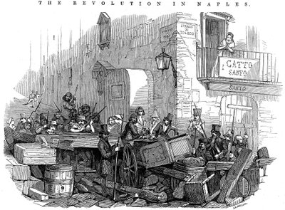 Barykada na Strada di Toledo tuż przed atakiem, Rewolucja w Neapolu, 15 maja 1848 autorstwa Unbekannt