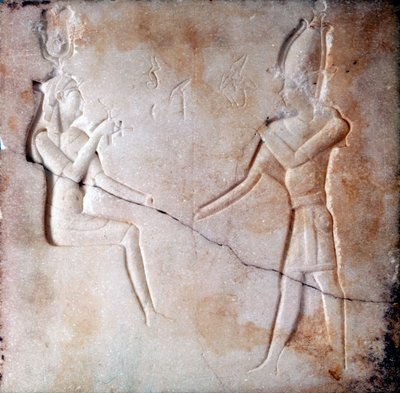 Płaskorzeźba przedstawiająca bogów Izydę i Ozyrysa, okres ptolemejski, starożytny Egipt, 323-30 pne autorstwa Unbekannt