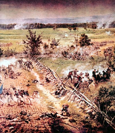 Bitwa pod Gettysburgiem, wojna secesyjna, 1-3 lipca 1863 autorstwa Unbekannt
