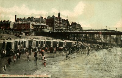 Plaża przedstawiająca molo i metropole, Brighton, koniec XIX i początek XX wieku. autorstwa Unbekannt