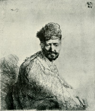 Brodaty mężczyzna w futrzanej orientalnej czapce i szacie: ojciec artysty, 1631, 1906. autorstwa Unbekannt
