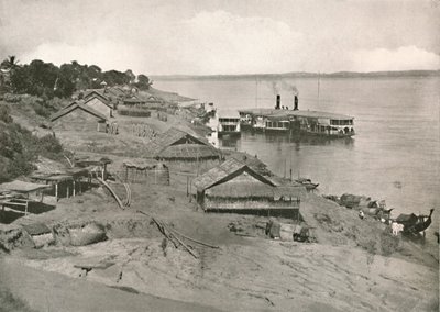 Bhamo — parowiec poczty Irrawaddy Flotylla w Ghat, 1900. autorstwa Unbekannt