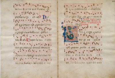 Bifolium z inicjałem L, z antyfonarza, XIV w. autorstwa Unbekannt