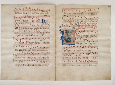 Bifolium z inicjałem L z antyfonarza, włoski, XIV w. autorstwa Unbekannt