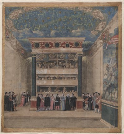 Pałac Binche podczas uroczystości w sierpniu 1549, 1549. autorstwa Unbekannt