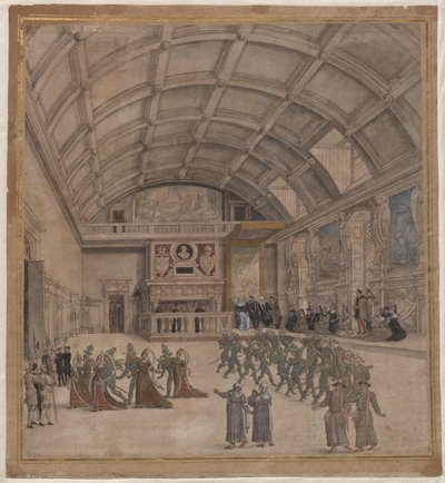 Pałac Binche podczas uroczystości w sierpniu 1549, 1549. autorstwa Unbekannt