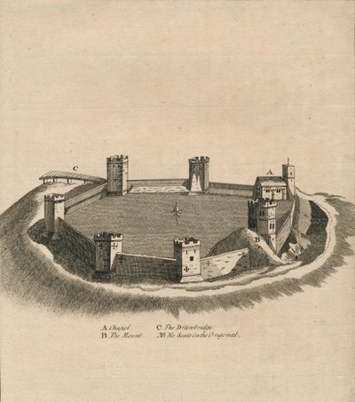 Widok z lotu ptaka na zamek Oxford w hrabstwie Oxfordshire, ok. 1800 r. autorstwa Unbekannt