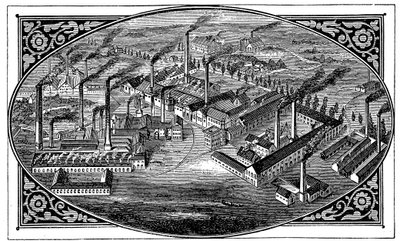 Widok z lotu ptaka na prace Kruppsa, Essen, Niemcy, 1876 autorstwa Unbekannt