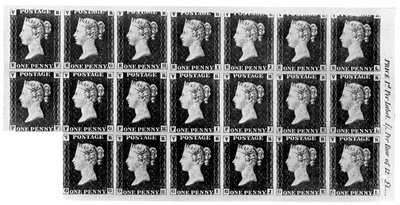 Blok dwudziestu znaczków Penny Black, 1840, 1910 autorstwa Unbekannt