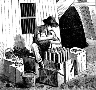 Wysadzenie w powietrze powodziowej skały, 1885 autorstwa Unbekannt