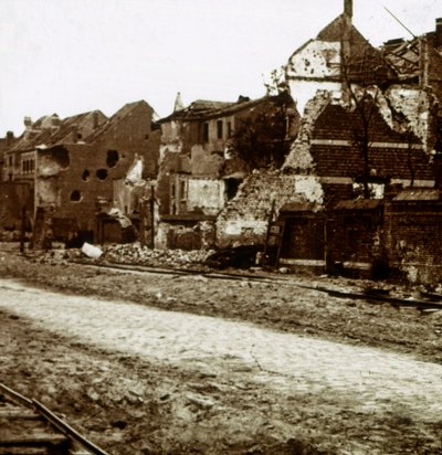 Zbombardowane budynki, Nieuwpoort, Flandria, Belgia, c1914-c1918 autorstwa Unbekannt