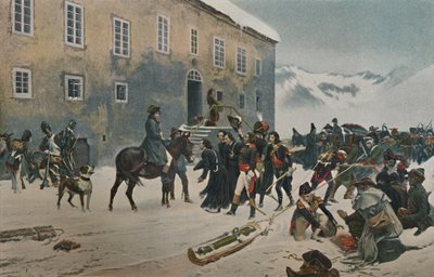 Bonaparte otrzymany przez mnichów z góry św. Bernarda. Przejście Alp, maj 1800, 1896 autorstwa Unbekannt