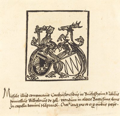 Ekslibris Wilhelma von Zella, rok 1500 lub później. autorstwa Unbekannt