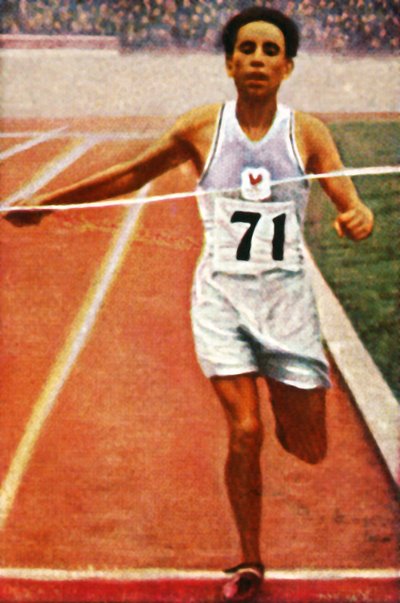 Boughera El Ouafi wygrywa maraton dla Francji, 1928. autorstwa Unbekannt