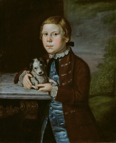 Chłopiec z rodziny Hallettów z psem, 176676. autorstwa Unbekannt