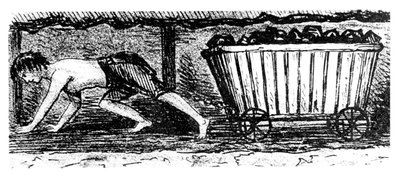 Chłopiec miotacz rysujący ciężarówkę z węglem wzdłuż 24-calowego pokładu, Halifax, Yorkshire, 1848 autorstwa Unbekannt