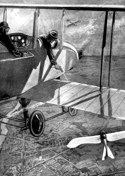 Brytyjski dwupłatowiec kontra niemiecki Taube, I wojna światowa, 1914 autorstwa Unbekannt