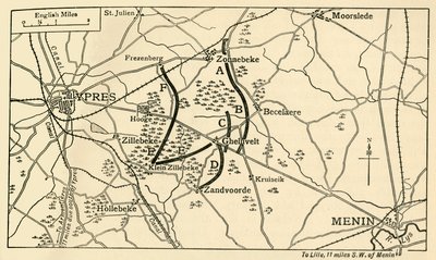 Pozycje brytyjskie przed pierwszą bitwą pod Ypres, I wojna światowa, 1914, c1920. autorstwa Unbekannt