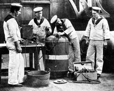 Brytyjscy marynarze okablowanie kopalni, pierwsza wojna światowa, 1914 autorstwa Unbekannt