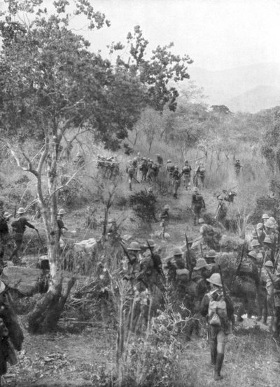 Wojska brytyjskie w buszu na pograniczu niemieckiej Afryki Wschodniej, I wojna światowa, 1915 autorstwa Unbekannt