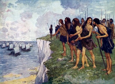 Brytyjczycy w oczekiwaniu na rychłe przybycie statków wikingów, ok. XVI w. autorstwa Unbekannt