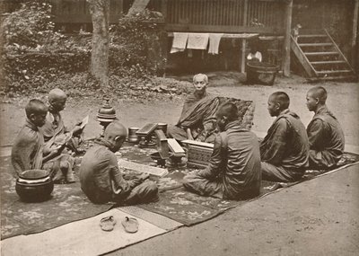 Ksiądz buddyjski z uczniami, 1900. autorstwa Unbekannt