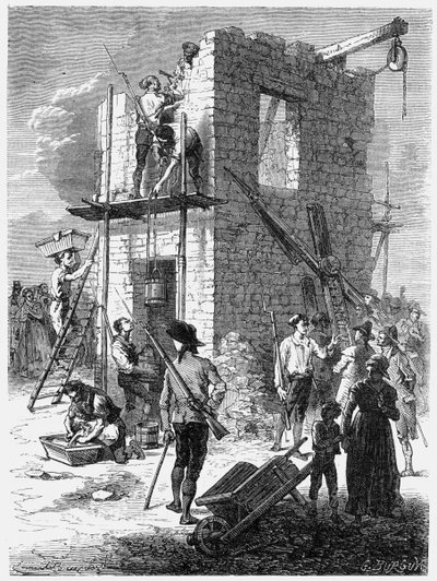 Budowa stacji telegraficznej Chappe, ok. 1793, ok. 1870 r. autorstwa Unbekannt