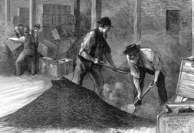 Herbata masowa w magazynach East & West India Dock Company, Londyn, 1874 autorstwa Unbekannt