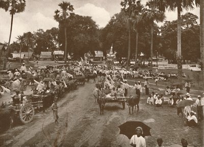 Birmański pogrzeb. - Procesja wozów z darami, 1900. autorstwa Unbekannt