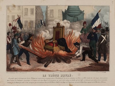 Spalenie tronu króla Ludwika Filipa 25 lutego 1848 r., ok. 1848 r. autorstwa Unbekannt