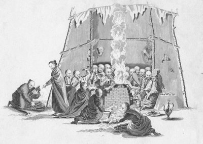 Spalenie zwłok Lamy, ok. 1802. autorstwa Unbekannt