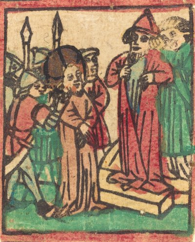 Kajfasz rozdzierający szaty, prawdopodobnie 1449. autorstwa Unbekannt