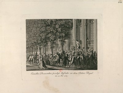 Camille Desmoulins w Ogrodach Królewskich Palais, ok. 1930 r. 1797-1800. autorstwa Unbekannt