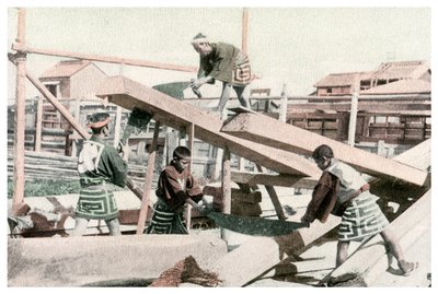 Stolarze przy pracy, Japonia, 1904 autorstwa Unbekannt