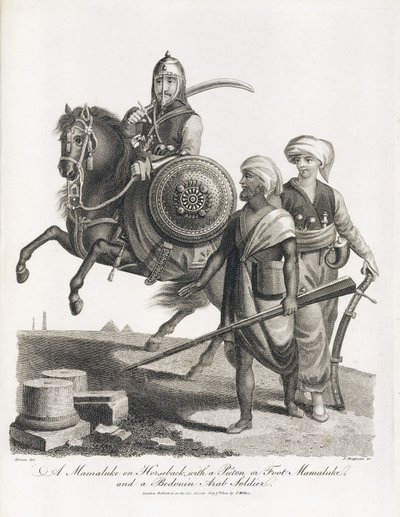 Jeździec mamelucki i żołnierze piechoty mameluckiej i beduińskiej, 1804 r. autorstwa Unbekannt