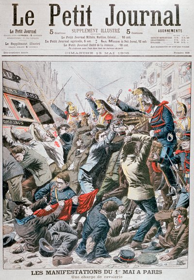 Szarża kawalerii podczas demonstracji na 1 maja w Paryżu, 1906 autorstwa Unbekannt