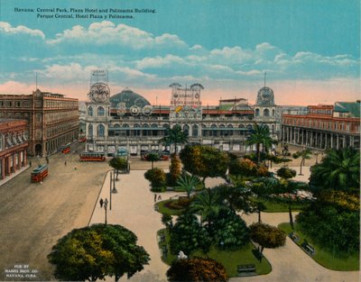 Central Park, Plaza Hotel i budynek Politeama, Hawana, Kuba, ok. 1920 r. autorstwa Unbekannt